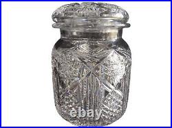 Libbey American Brilliant Period Cut Glass Cigar Jar Humidor 8.25 x 5.5