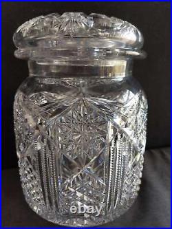 Libbey American Brilliant Period Cut Glass Cigar Jar Humidor 8.25 x 5.5