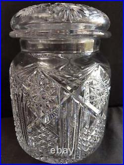 Libbey American Brilliant Period Cut Glass Cigar Jar Humidor 8.25 x 5.5