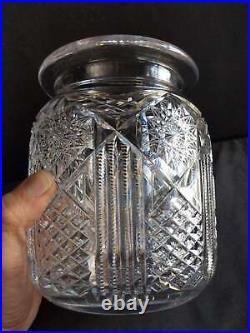 Libbey American Brilliant Period Cut Glass Cigar Jar Humidor 8.25 x 5.5