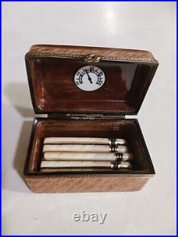 Limoges Humidor Cigar Box With Removable Cigar With Leaf Clasp