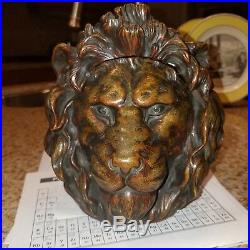 Lion Head Bronze Humidor Ink Well Feng Shui large and heavy unmarked approx 8x10