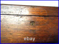 Locking Antique / Victorian Cigar Box Humidor Oak Wood with Bronze Mountings