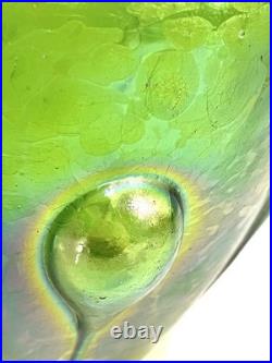 Loetz Iridized Glass Humidor Jar & Lid Antique Reverse Teardrop Art Nouveau Flaw