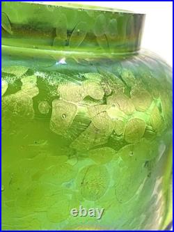Loetz Iridized Glass Humidor Jar & Lid Antique Reverse Teardrop Art Nouveau Flaw