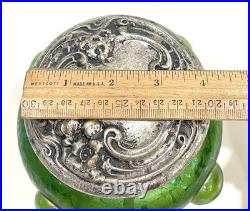 Loetz Iridized Glass Humidor Jar & Lid Antique Reverse Teardrop Art Nouveau Flaw