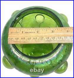 Loetz Iridized Glass Humidor Jar & Lid Antique Reverse Teardrop Art Nouveau Flaw