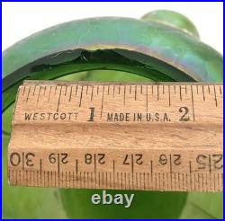 Loetz Iridized Glass Humidor Jar & Lid Antique Reverse Teardrop Art Nouveau Flaw