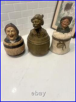 Lot (3) Antique Johann Maresch Austria Pottery Tobacco Jar Humidors