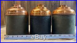 Lot Of 3 Rumidor Tobacco Humidor Jars Copper & Leather New York