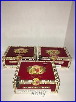 Lot Of Three Romeo Y Julieta Reserva Real Robusto Empty Wooden Cigar Box Humidor