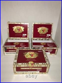 Lot Of Three Romeo Y Julieta Reserva Real Robusto Empty Wooden Cigar Box Humidor