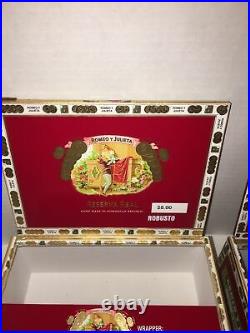 Lot Of Three Romeo Y Julieta Reserva Real Robusto Empty Wooden Cigar Box Humidor