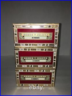 Lot Of Three Romeo Y Julieta Reserva Real Robusto Empty Wooden Cigar Box Humidor