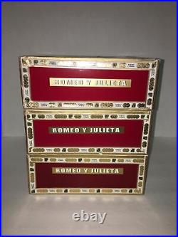 Lot Of Three Romeo Y Julieta Reserva Real Robusto Empty Wooden Cigar Box Humidor