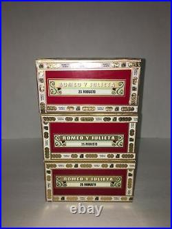 Lot Of Three Romeo Y Julieta Reserva Real Robusto Empty Wooden Cigar Box Humidor