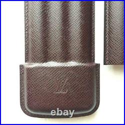 Louis Vuitton Taiga Cigar Tobacco Case Humidor Dark Brown 16.5x7.5cm Pre-owned