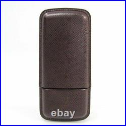 Louis Vuitton Taiga Cigar Tobacco Case Humidor Dark Brown 16.5x8.5cm Lost Box