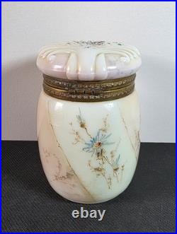 Lovely Antique Victorian Wavecrest Art Nouveau Cigars Humidor Glass Jar Box