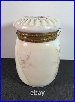 Lovely Antique Victorian Wavecrest Art Nouveau Cigars Humidor Glass Jar Box
