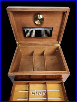 Luxurious & Unusually Large Masterfully Inlaid Handmade Wood Cigar Humidor