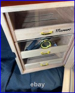 MARVERO Humidor Up to 150 cigars box 10w x 10d x 13h 2 humidifier wands