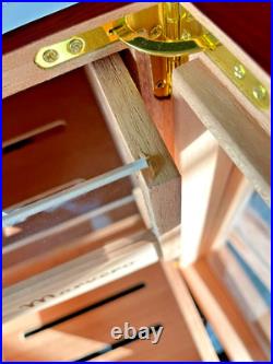 MARVERO Humidor Up to 150 cigars box 10w x 10d x 13h 2 humidifier wands