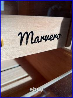 MARVERO Humidor Up to 150 cigars box 10w x 10d x 13h 2 humidifier wands