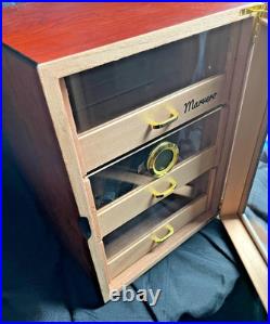 MARVERO Humidor Up to 150 cigars box 10w x 10d x 13h 2 humidifier wands