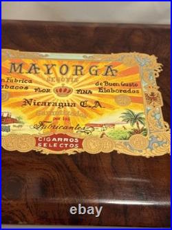 MAYORGA CIGAR WOODEN HUMIDOR HANDMADE AND PAINTED WOOD 16.25x11.5x7.75
