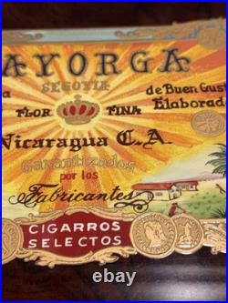 MAYORGA CIGAR WOODEN HUMIDOR HANDMADE AND PAINTED WOOD 16.25x11.5x7.75