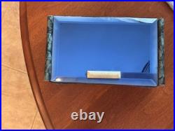 MCM 1960's Blue Glass Top Table Humidor/ Cigarette Box Marked CIGARROS RARE