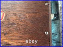 MCM 1960's Blue Glass Top Table Humidor/ Cigarette Box Marked CIGARROS RARE