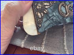 MCM 1960's Blue Glass Top Table Humidor/ Cigarette Box Marked CIGARROS RARE