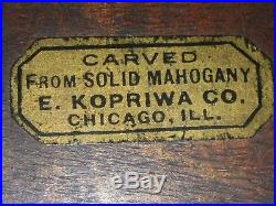 Magnificent Carved Mahogany Porcelain Lined Cigar Humidor Box Kopriwa Chicago