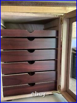 Mahogany/ Cherry Counter Top/ Desk Humidor Large 6 Drawer