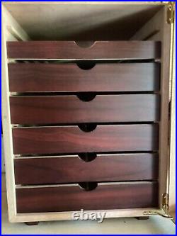 Mahogany/ Cherry Counter Top/ Desk Humidor Large 6 Drawer