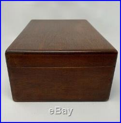 Mahogany Milk Glass Humidor Vintage Antique Cigar Box Wood 19-1125