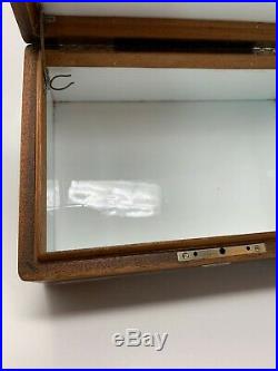 Mahogany Milk Glass Humidor Vintage Antique Cigar Box Wood 19-1125