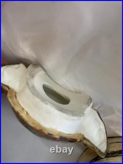 Majolica Ceramic Tiger Head Humidor Jar Hand Painted Austrian Antique