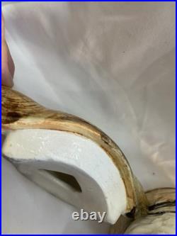 Majolica Ceramic Tiger Head Humidor Jar Hand Painted Austrian Antique