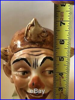 Majolica Clown Figural Tobacco Jar Humidor Antique 1900s