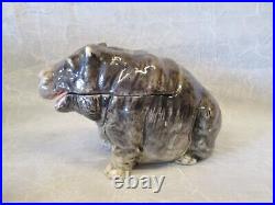 Majolica Hippo Tobacco Humidor Jar Caddy Vintage Antique 6029