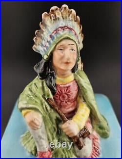 Majolica Very Rare Antique Ceramic Native American Humidor