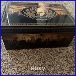 Man O War Large Humidor Spartan Battle Scene Laqured Wood Finish 100 Capacity