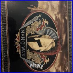 Man O War Large Humidor Spartan Battle Scene Laqured Wood Finish 100 Capacity
