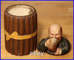 Man drinks in Cigar barrel Tobacco Humidor Jar Antique Johann Maresch Bohemia