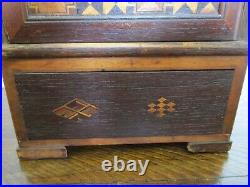 Marquetry PIPE HOLDER Primitive Box 4 Doors & Drawer Hand Made Rustic Gem