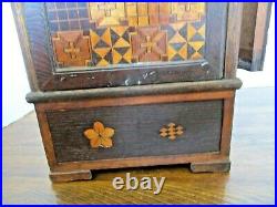 Marquetry PIPE HOLDER Primitive Box 4 Doors & Drawer Hand Made Rustic Gem
