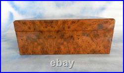 Mastro De Paja Cigar Humidor Laquered Burl Finish withHygrometer Near Mint Italy